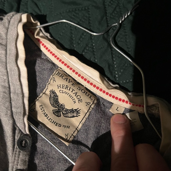 Brave Soul Gray Striped Long Sleeve Henley - Picture 2 of 3